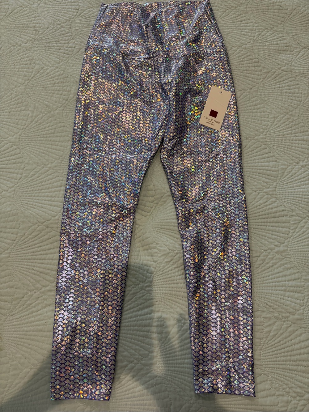 Emily Hsu Designs Holographic Mermaid Scale Leggings - Lavender L NWT